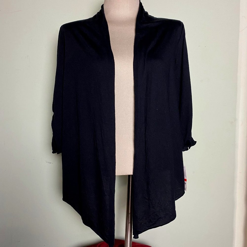 Alfani Intimates Lightweight Black Cardigan with Ruched Sleeves -NWT